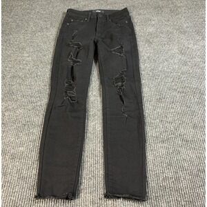Aero Jeans Womens 2 Black Distressed Skinny Grunge Stretch Dark Wash 25x27 Mid